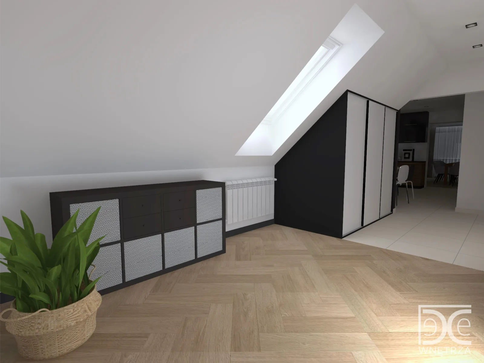 Projekt salonu z kuchnią w stylu nowoczesnym