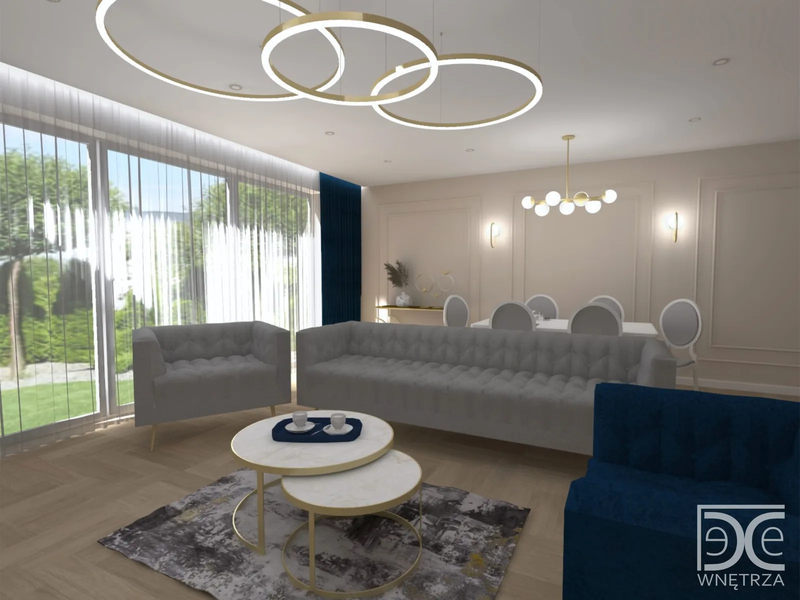 Projekt wnętrza domu jednorodzinnego w stylu glamour