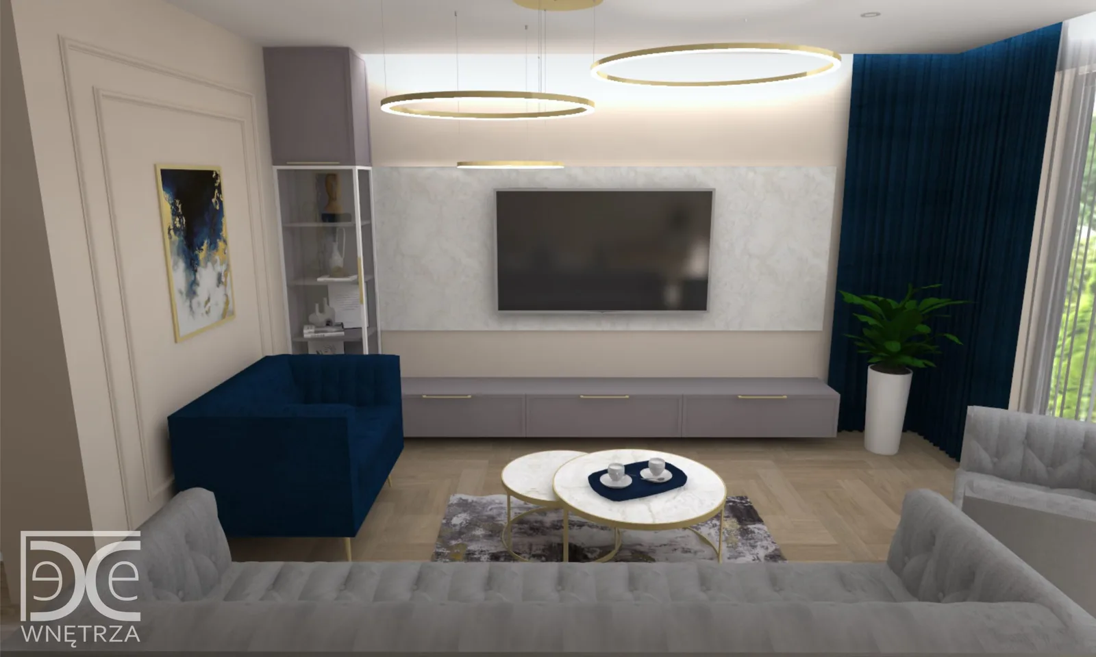 Projekt wnętrza domu jednorodzinnego w stylu glamour