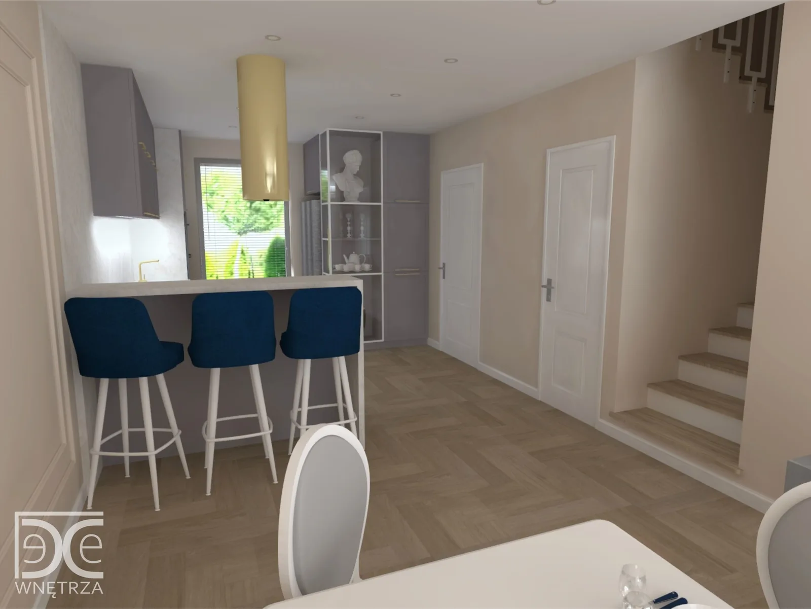 Projekt wnętrza domu jednorodzinnego w stylu glamour