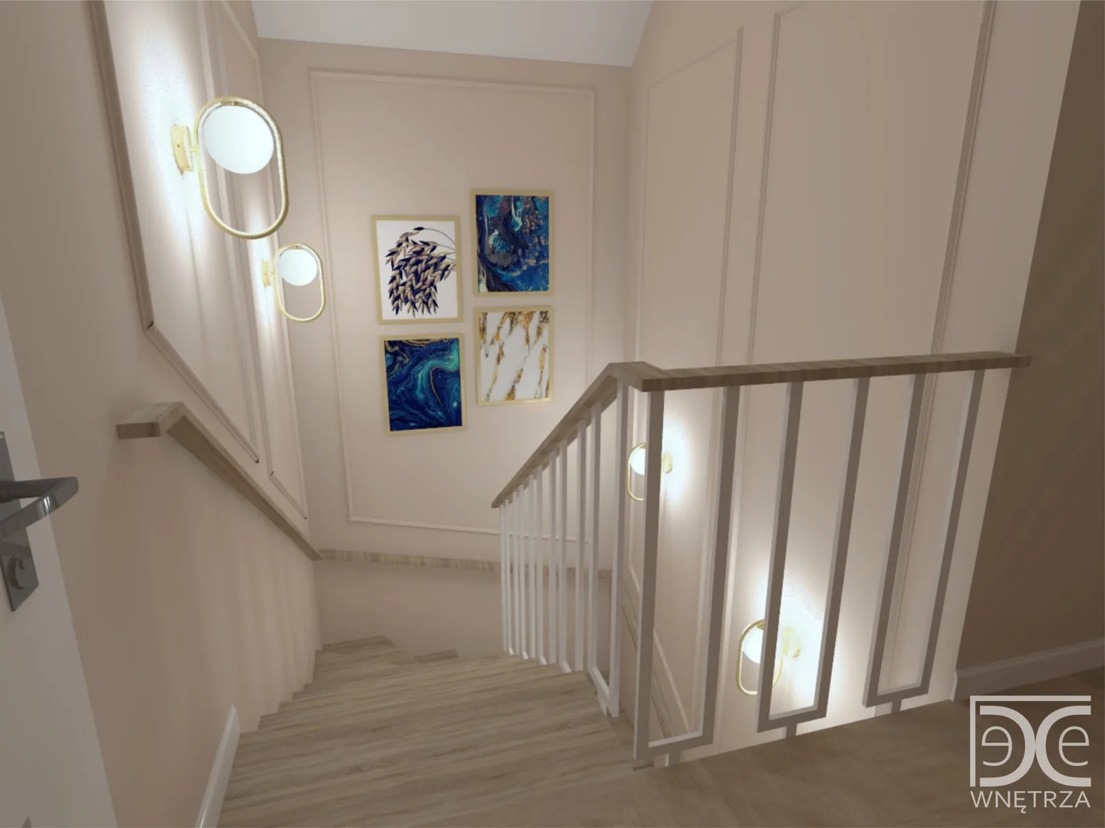 Projekt wnętrza domu jednorodzinnego w stylu glamour