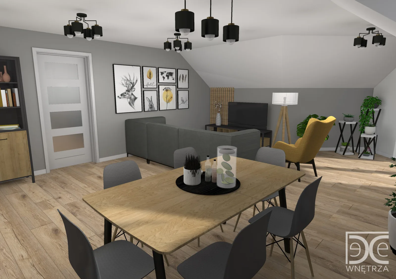 Mieszkanie na poddaszu w stylu skandynawsko-loftowym – Projekt