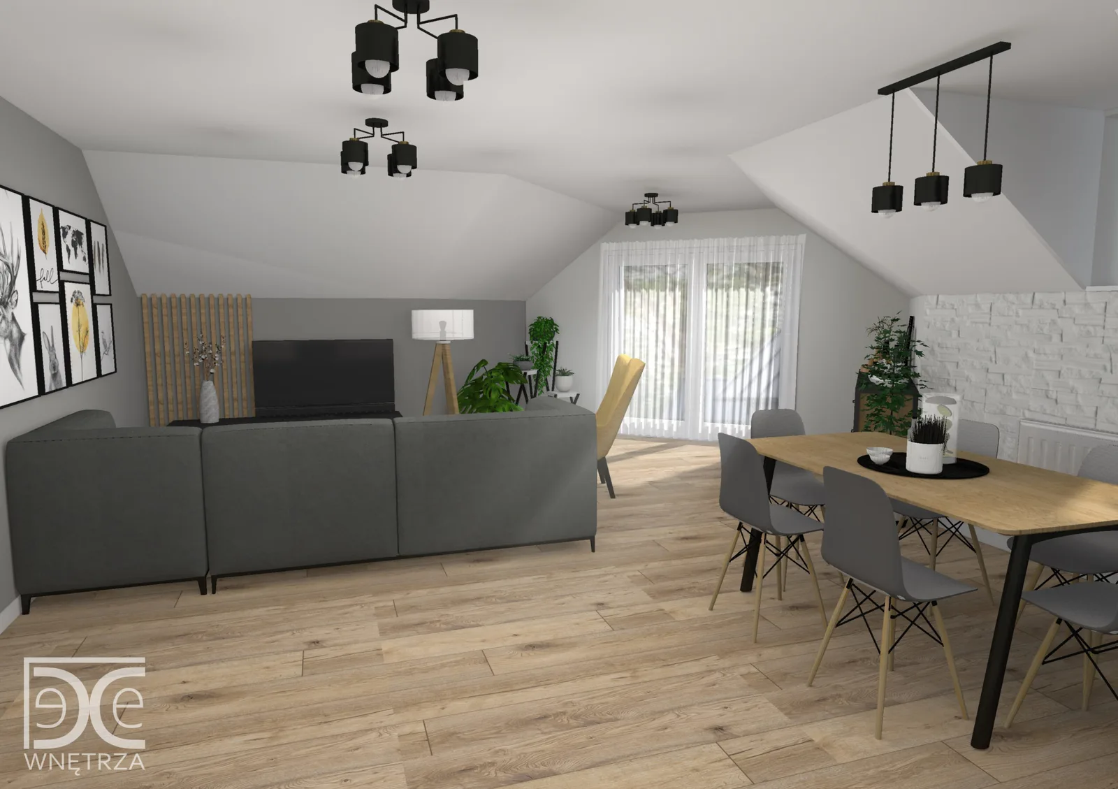 Mieszkanie na poddaszu w stylu skandynawsko-loftowym – Projekt
