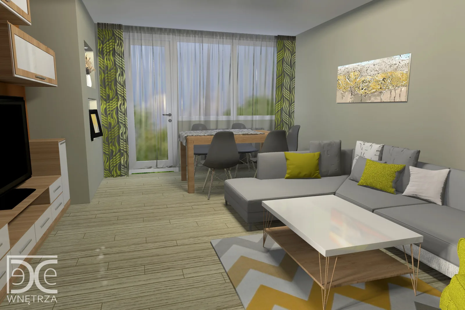 Salon w energetyzujących kolorach – projekt i realizacja