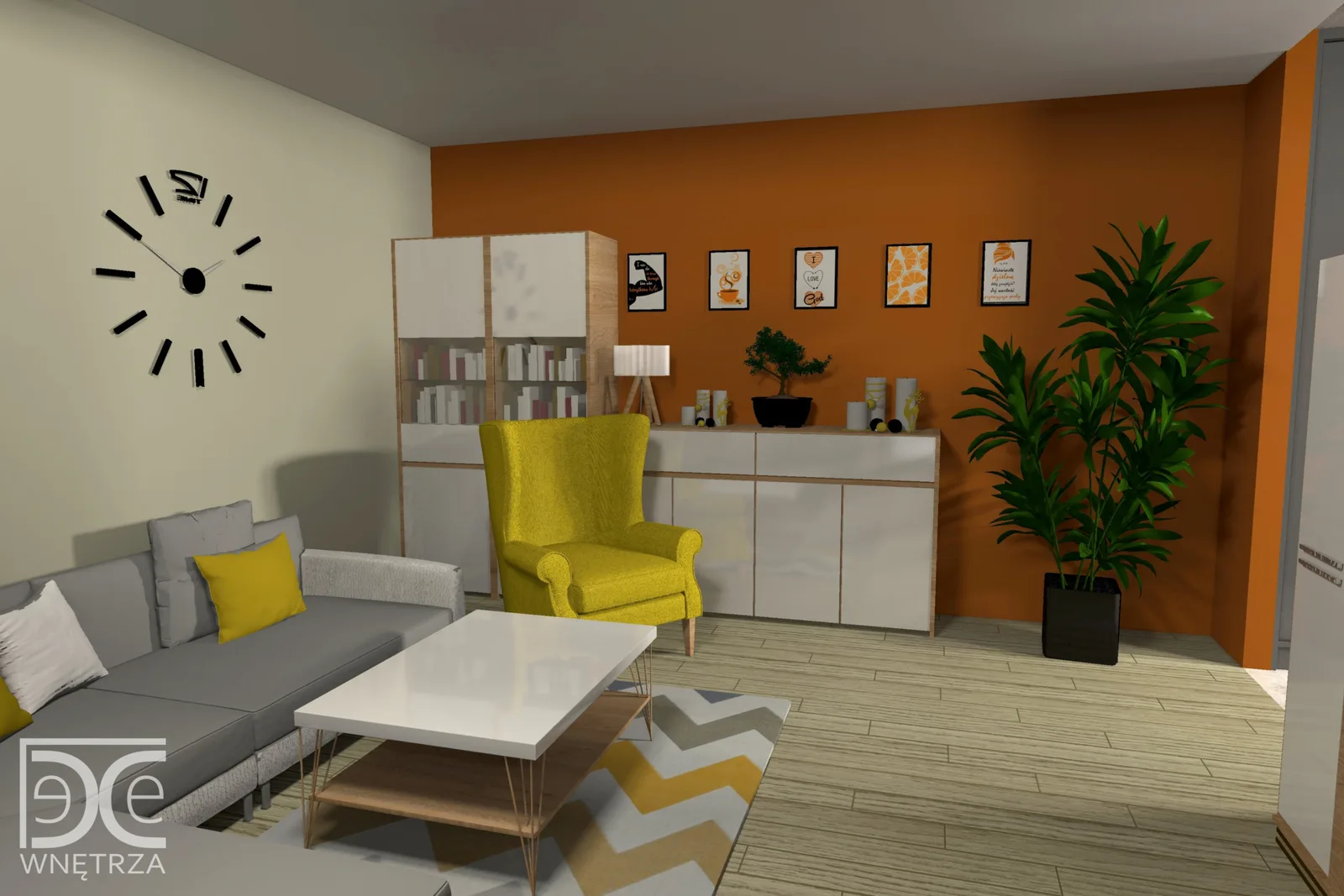 Salon w energetyzujących kolorach – projekt i realizacja