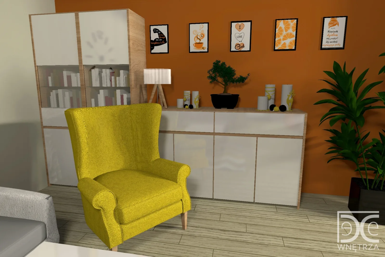 Salon w energetyzujących kolorach – projekt i realizacja