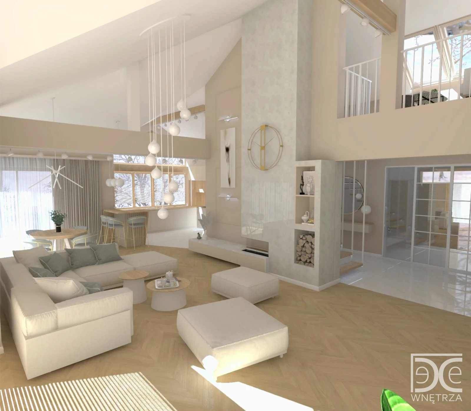 Projekt domu z antresolą w stylu soft glamour