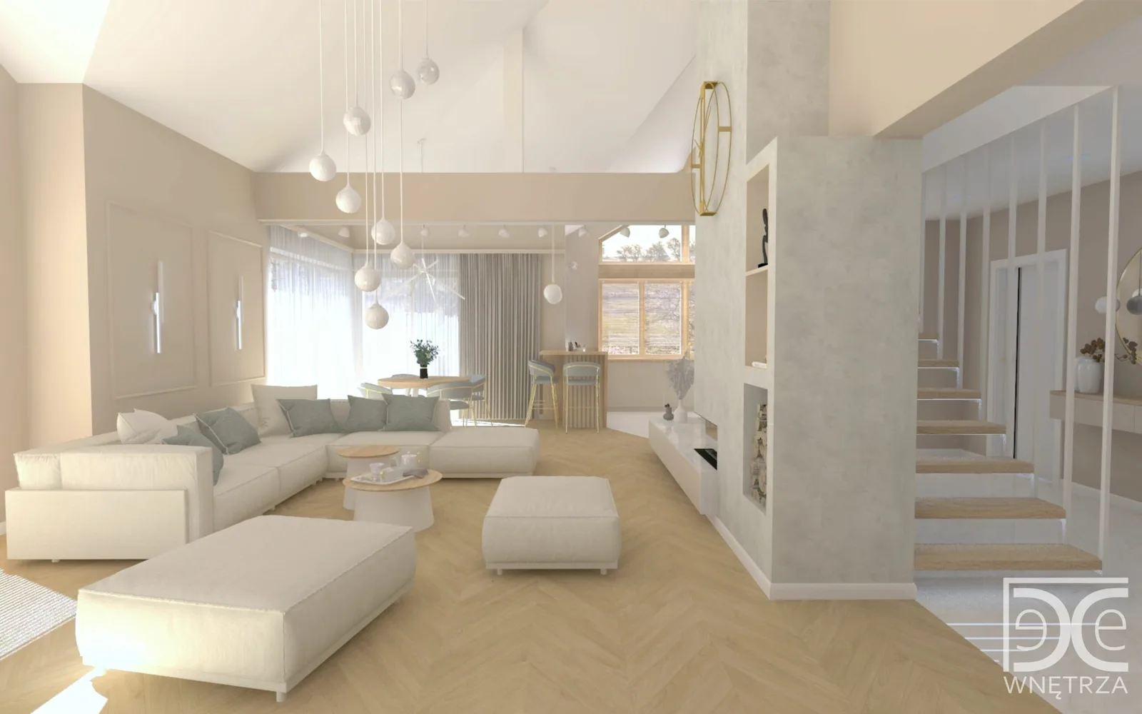 Projekt domu z antresolą w stylu soft glamour