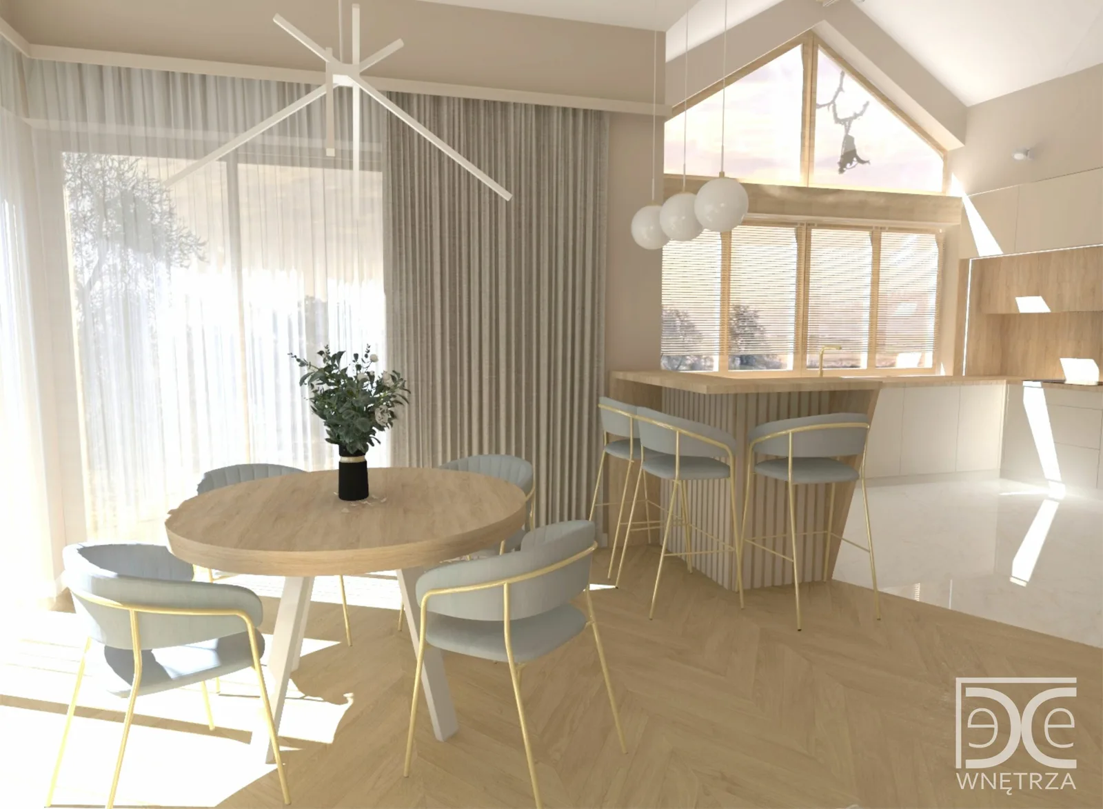 Projekt domu z antresolą w stylu soft glamour